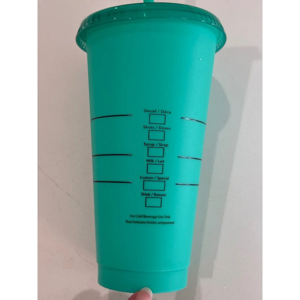 Starbucks 2020 Reusable Color Changing Cold Cup Tumbler 24oz‎ Green Teal Straw
